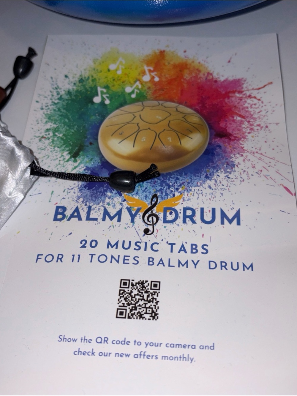 Balmy Drum 8" Blue Steel Tongue Drum with Bag and Mallets - Picture 4 of 8